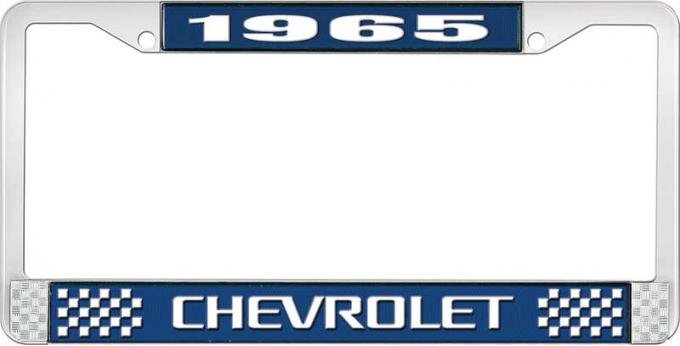 OER 1965 Chevrolet Style #3 Blue and Chrome License Plate Frame with White Lettering LF2236503B