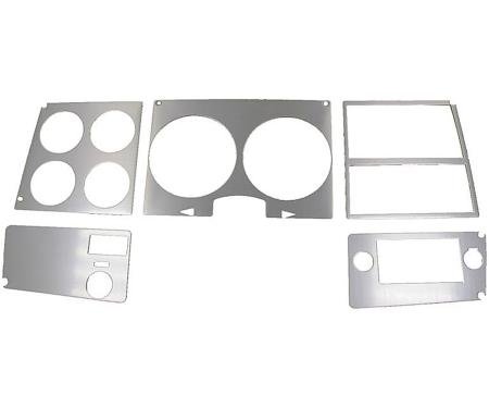 OER 1978-80 Chevy, GMC Pickup, Blazer, Jimmy, Suburban, Dash Bezel Insert Set, without AC, Brushed Aluminum, 5 Piece Set 17132