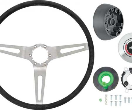 1969-72 Comfort Grip Steering Wheel Kit - w/o Tilt Wheel - Silver Spokes- Black Grip