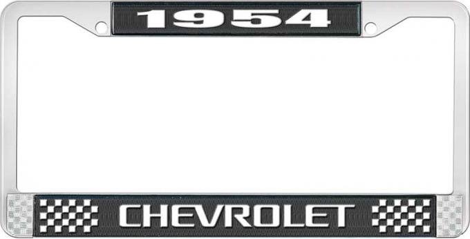 OER 1954 Chevrolet Style #3 Black and Chrome License Plate Frame with White Lettering LF2235403A