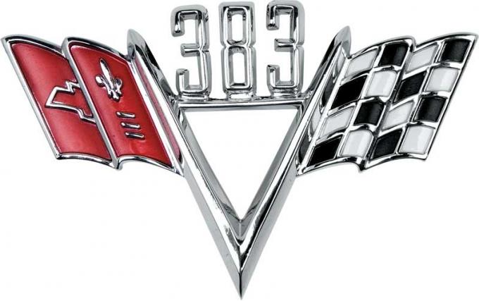 1958-72 Chevrolet, "383 Crossed Flags" Front Fender Emblem, Each