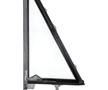 1966-77 Ford Bronco, Vent Window Frame Assembly, Clear Glass, Black Inner Frame, LH Side