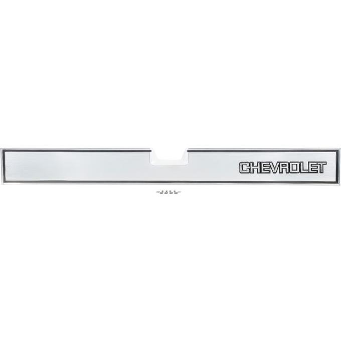 OER 1981-88 Chevrolet Pickup Truck, Rear Tailgate Band Molding, Brushed Aluminum, with Emblem & Installation Hardware 14027521C