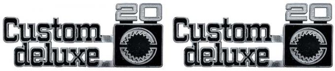 OER 1975-80 Chevrolet Truck "CUSTOM DELUXE 20" Front Fender Emblem, Pair *157521