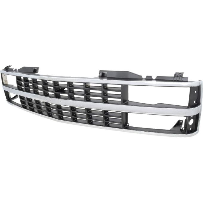 1988-93 Chevy Pickup, Blazer, Suburban, Front Grill, Dual Composite Headlamps, Chrome and Gray