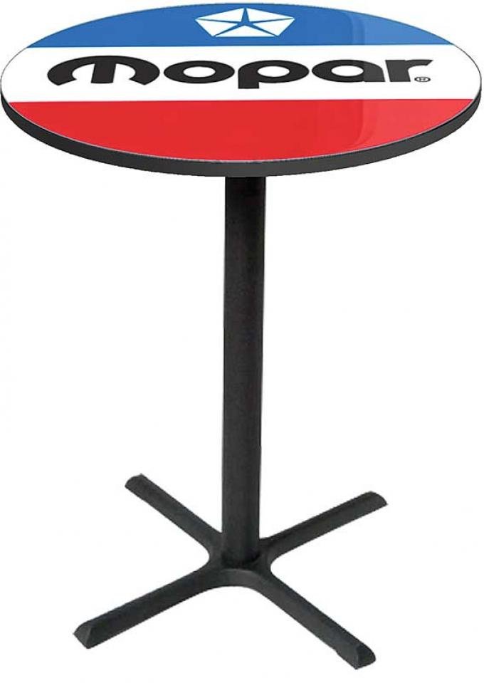 OER 1972-84 Style Red White And Blue Mopar Logo Pub Table With Black Base MD671107