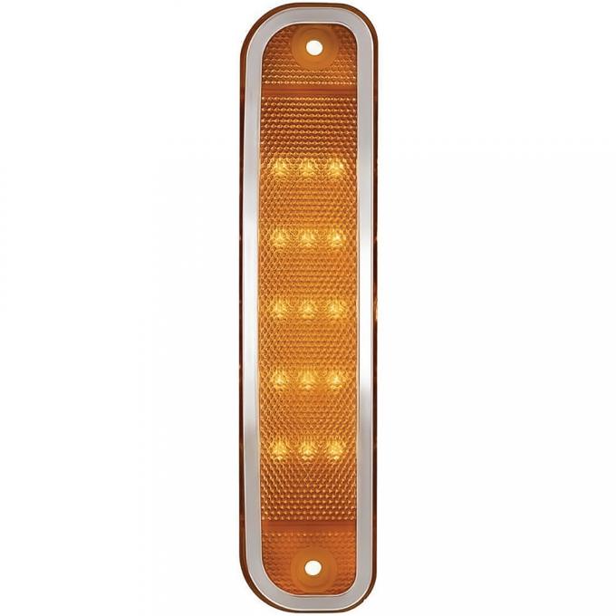 OER 1973-80 Chevy, GMC Pickup, Blazer, Jimmy, Suburban, Front Side Marker Lamp, LED Conversion, Amber Lens, with Chrome Trim T70673A