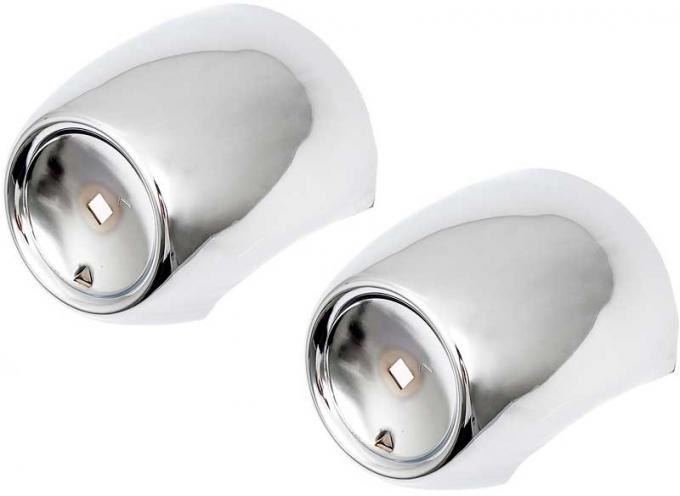 1957 Chevy Bel Air, 150, 210, Nomad: Front Bumper Chrome Bullet Housings, LH & RH, Pair