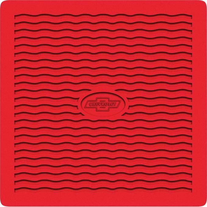 OER 1955-56 Chevrolet Red Factory Accessory Floor Mats with Chevrolet Bow Tie Logo M55002