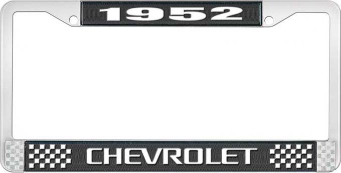 OER 1952 Chevrolet Style #3 Black and Chrome License Plate Frame with White Lettering LF2235203A