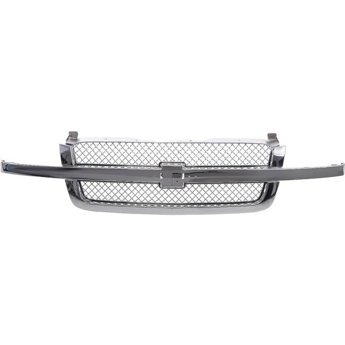 OER 2003-07 Chevy Silverado, Avalanche, Front Grill Assembly, Mesh Style Insert, Chrome Shell, Chrome Bar and Insert 15120575C