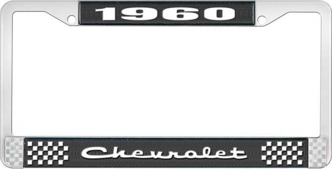 OER 1960 Chevrolet Style #2 Black and Chrome License Plate Frame with White Lettering LF2236002A