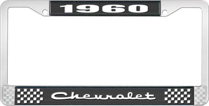 OER 1960 Chevrolet Style #2 Black and Chrome License Plate Frame with White Lettering LF2236002A