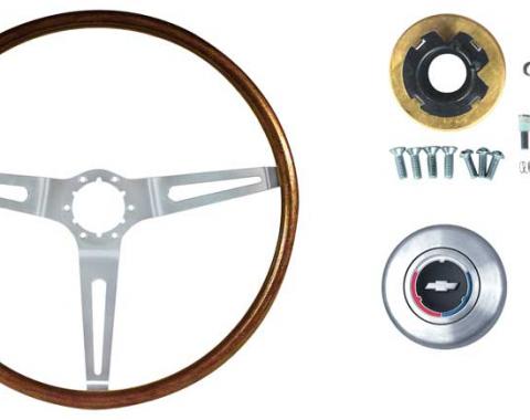 OER 1967-68 Chevrolet Car, 1967-72 Chevrolet Truck, Walnut Wood Steering Wheel Kit, 16" Diameter, N34 Option *R6532
