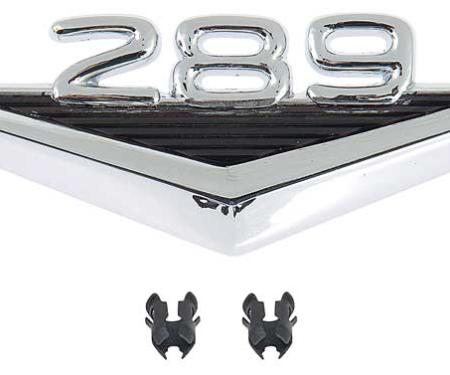 OER 1963-68 Ford, "289" Front Fender Emblem, Chrome and Black, Each 16228B