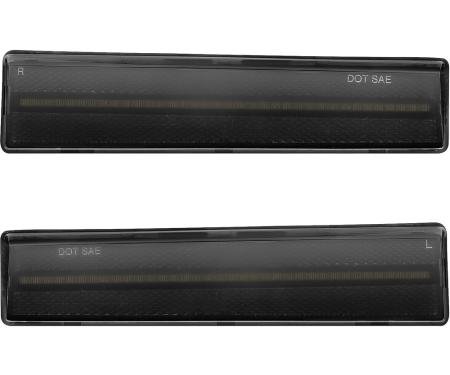 OER 1980-86 Ford F-100, F-150, F-250, F-350, Bronco, Front Side Marker Lamp, Smoked Lens, White LED, Pair 72014W