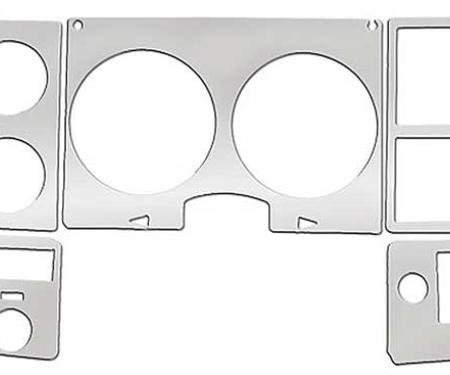 1978-80 Chevy, GMC Pickup, Blazer, Jimmy, Suburban, Dash Bezel Insert Set, with Air Conditioning, Brushed Aluminum, 5 Piece Set