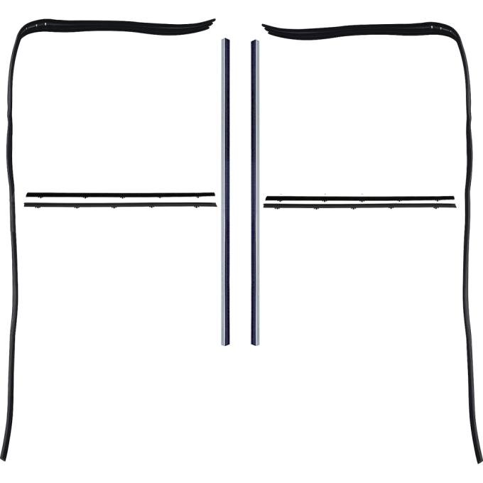 OER 1967-72 Chevrolet, GMC Pickup Truck, Door Glass Run and Windowfelt Set, With Black Bead Felts, 8 Piece Set CR1061