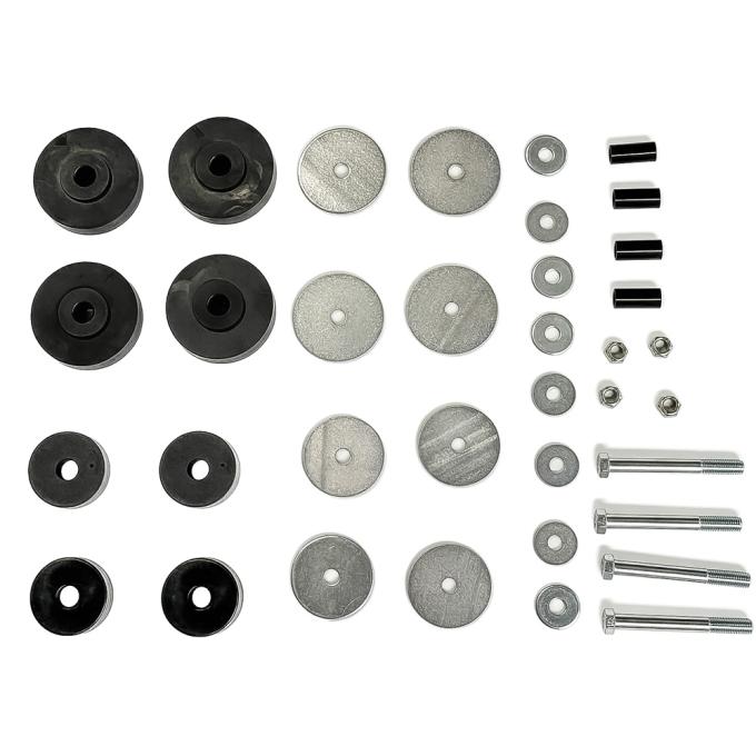 1965-66 Ford F-100, F-250, F-350, Cab to Frame, Mounting Pad, Bushing, and Hardware Kit, 36 Pieces