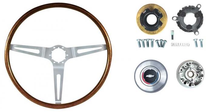 OER 1967-68 Chevrolet Car, 1967-72 Chevrolet Truck, Walnut Wood Steering Wheel Kit, 16" Diameter, N34 Option *R6532