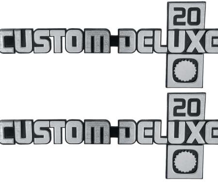 1981-88, Chevrolet Truck, "CUSTOM DELUXE 20", Fender Emblems, Pair