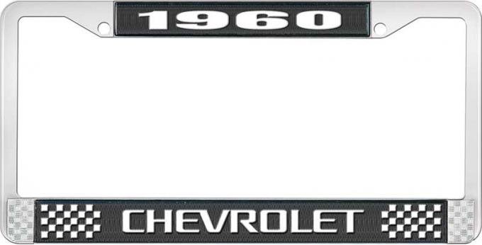 OER 1960 Chevrolet Style #3 Black and Chrome License Plate Frame with White Lettering LF2236003A