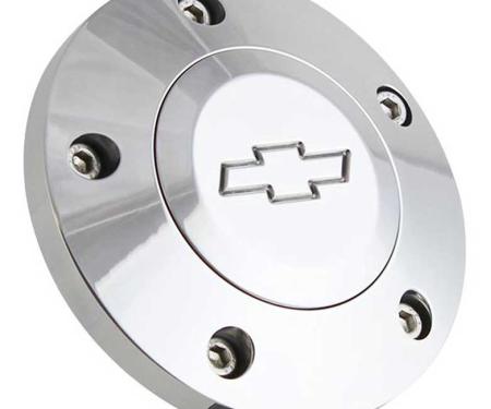 Horn Button Cap, For 5 Bolt Wheels, 5 &times; 2.75 in / 70 mm Bolt Pattern Housing, With Chevy Bow Tie Logo, Polished