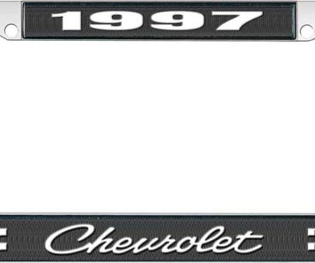 OER 1997 Chevrolet Style # 4 Black and Chrome License Plate Frame with White Lettering LF2239704A