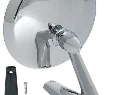 1960-66 Ford, Mercury, 1966-67 Bronco, Outer Door Mirror, Round Head, with Hardware, LH or RH, Each, Outer Door Mirror, Various Models