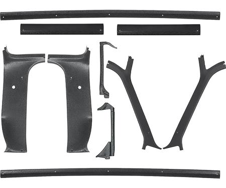 OER 1981-91 Chevrolet, GMC Pickup Truck, Interior Headliner Molding Set, Pillar Posts, Sides, Front & Rear Upper, 10 Piece Set, ABS and Steel Moldings *15257