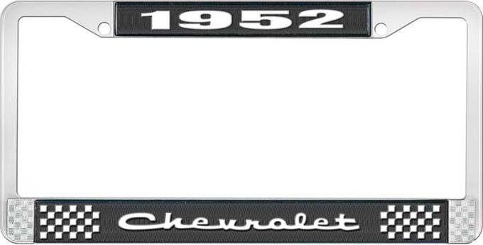 OER 1952 Chevrolet Style #2 Black and Chrome License Plate Frame with White Lettering LF2235202A