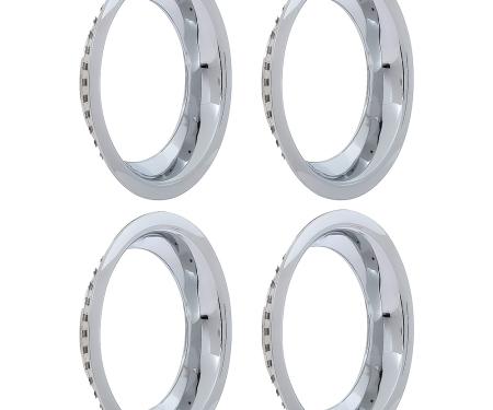 OER 1967-1981 GM, Wheel Trim Ring, 15" x 3" Deep, Squared Edge Style, Smooth Lip, Chrome Plated, Set of 4 *TR3009