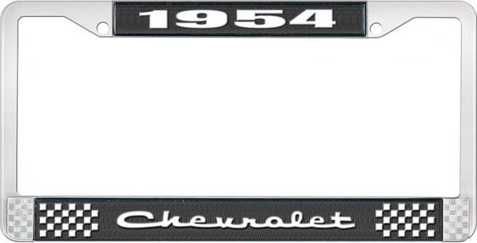 OER 1954 Chevrolet Style #2 Black and Chrome License Plate Frame with White Lettering LF2235402A