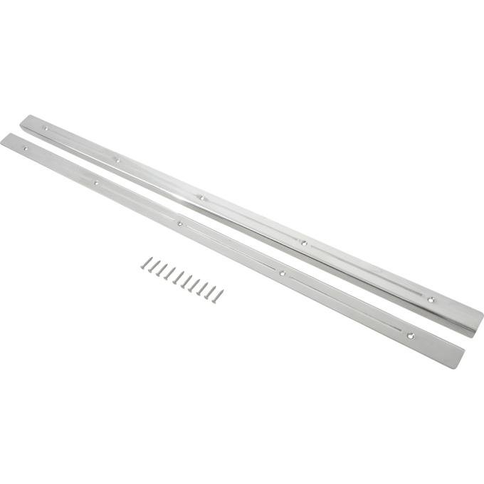 1948-52 Ford F1,F2,F3, 1953-56 F100,F250,F350 Pickup, Door Sill Plate Set, Polished Aluminum, Ball Milled, Pair
