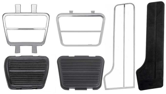 OER 1969-70 Chevy, GMC Pickup, Suburban, Pedal Pad Kit, with Trim Plates, with Manual Trans, 8 Piece Set *TPK9289