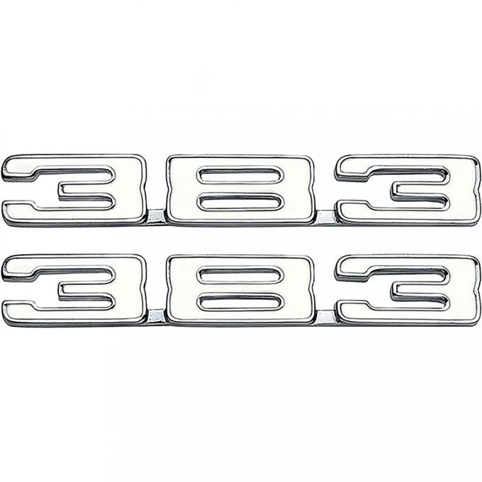 OER 1968-81 Chevrolet, Classic Style "383" Front Fender Emblems, Pair, C38368