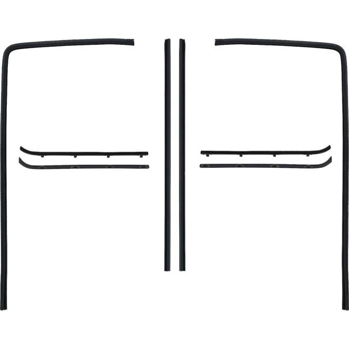 OER 1960-63 Chevy, GMC Pickup, Suburban, Glass Run & Window Felt, Anti Rattle Weatherstrip Set, with Metal Framed Door Glass CR1058
