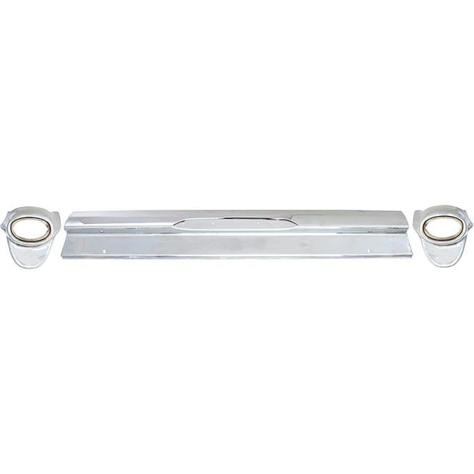 1957 Chevrolet Nomad, Station Wagon, Chrome Rear Bumper Set, 3 Piece Design, without Bumper Guard Holes