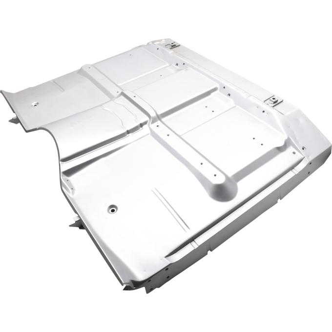 1967-72 Chevy, GMC Pickup, Full Cab Floor Pan, Low Hump, Auto Trans, 2 WD, with Braces & Bucket Seats, Silver Weld-Thru Coated