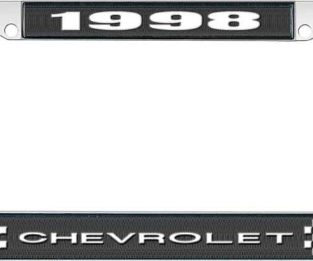 OER 1998 Chevrolet Style # 1 Black and Chrome License Plate Frame with White Lettering LF2239801A