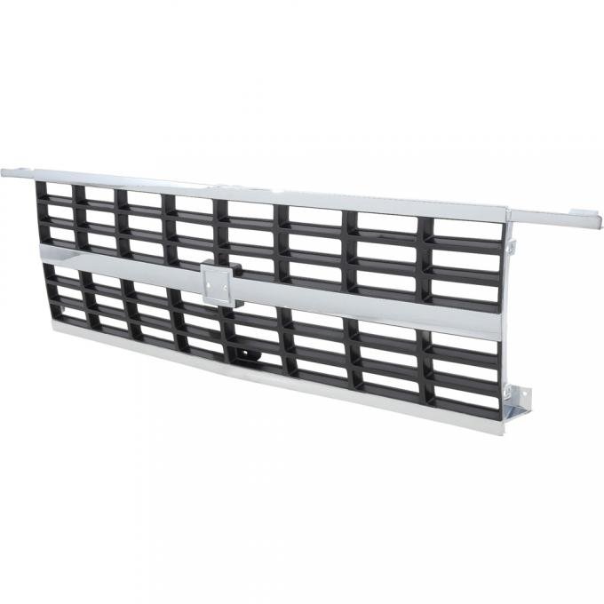 1989-91 Chevy Pickup, Blazer, Suburban, Front Grill, Chrome, Dual Headlamps, with Emblem Pad