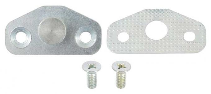 OER 1963-66 Ford Door Latch Striker Plate with Shim / Screws - Zinc Plated - Round Catch 22008C