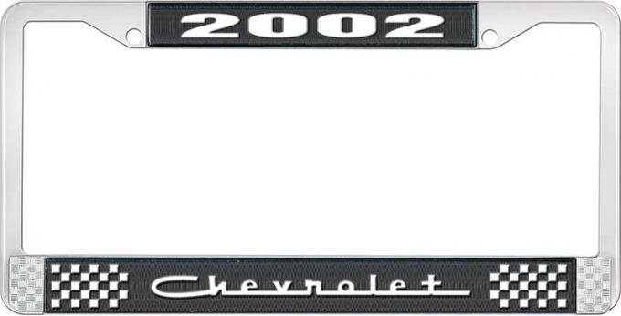 OER 2002 Chevrolet Style #5 Black and Chrome License Plate Frame with White Lettering LF2230205A