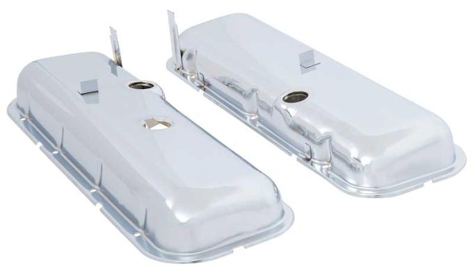 1965-91 Chevrolet, Valve Covers, 396-454 Big Block, With Baffles, Chrome