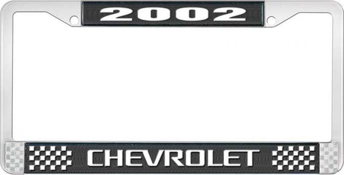OER 2002 Chevrolet Style #3 Black and Chrome License Plate Frame with White Lettering LF2230203A
