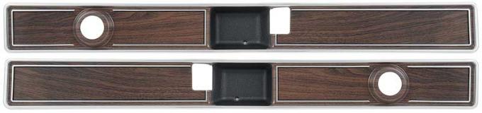 1973-76 Chevy, GMC Pickup, Blazer, Jimmy, Suburban, Front Door Panel Woodgrain Inserts, Narrow, Aluminum, Pair