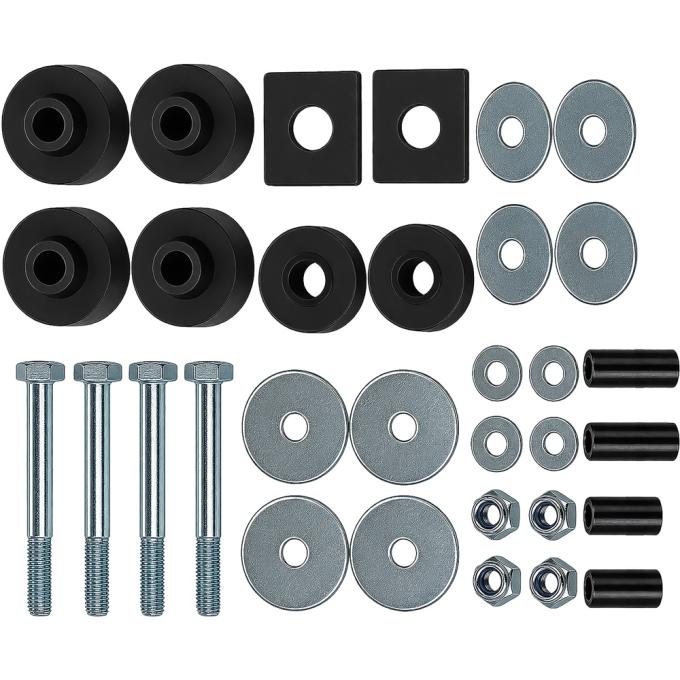 1961-64 Ford F-100, F-250, F-350, Cab-to-Frame Mounting Pad, Bushing & Hardware Kit, 32-Pieces.