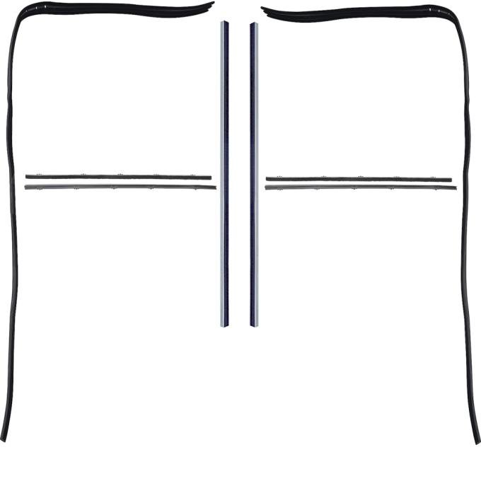 OER 1967-72 Chevy, GMC Truck, Glass Run & Window Felt-Anti Rattle Set, With Stainless Bead Felts, 8 Piece Set CR1062