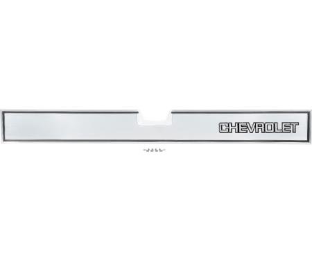 OER 1981-88 Chevrolet Pickup Truck, Rear Tailgate Band Molding, Brushed Aluminum, with Emblem & Installation Hardware 14027521C