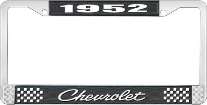 OER 1952 Chevrolet Style #4 Black and Chrome License Plate Frame with White Lettering LF2235204A